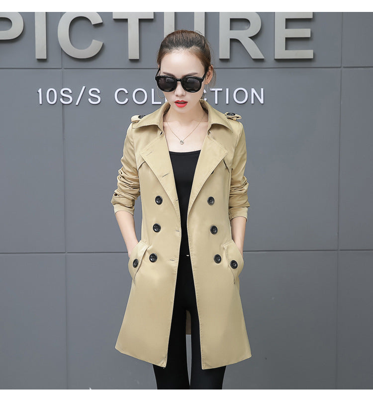 Woman  Digi Store  Slim Women Trench Coat Plus Size Mid-length