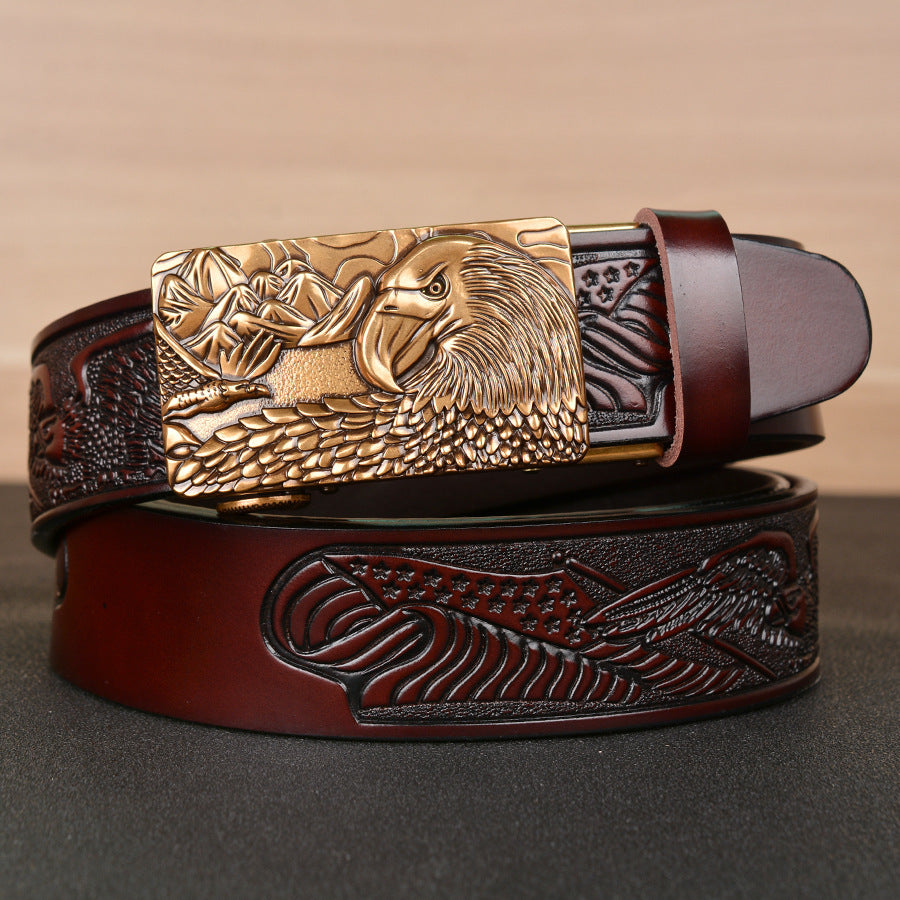 Meta  Digital Store  Men's Fashion  Belt Eagle  Wings Embossing