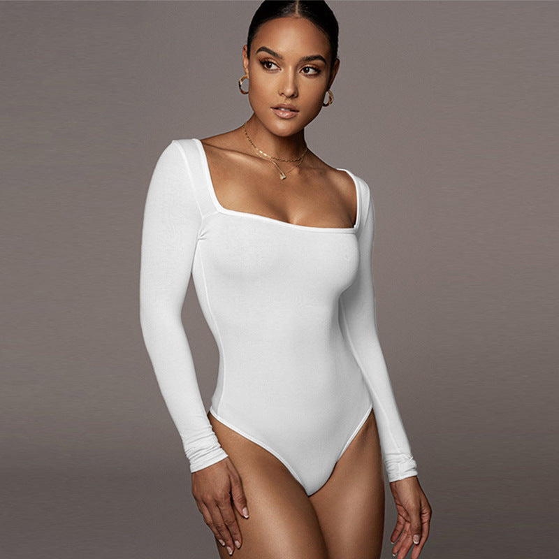 Meta Digital Store Sexy Slim Fit Slimming Square Collar Bottoming Long Sleeve Jumpsuit