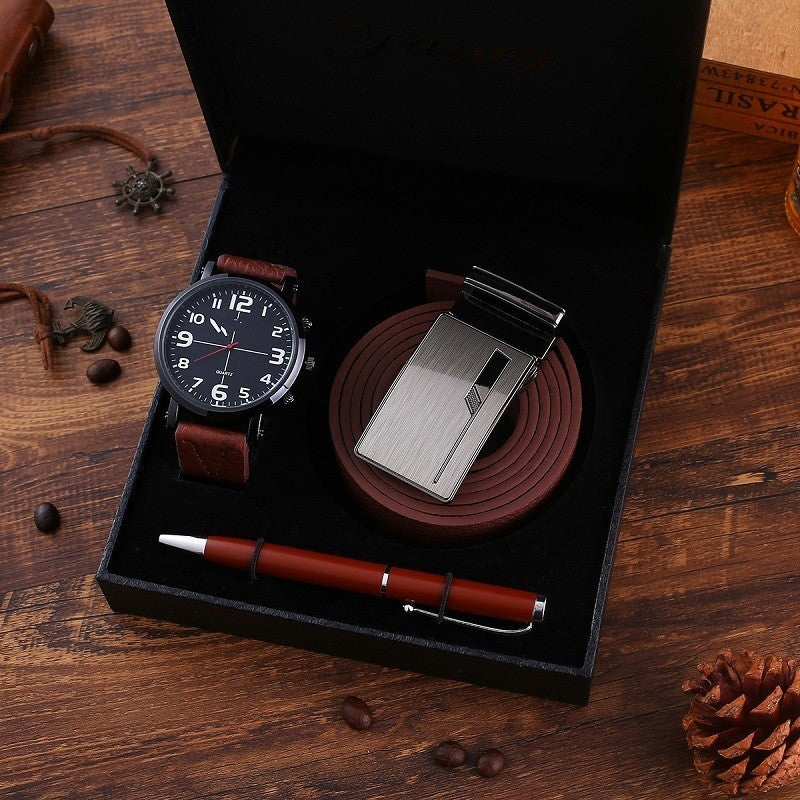 Meta  Digital Store  Business Belt  Wallet Wrist Watch Pen Gift Box Set For Men