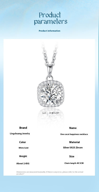 S925 Sterling Silwer 1 Karaat Geluk Halssnoer Damessleutelbeenketting