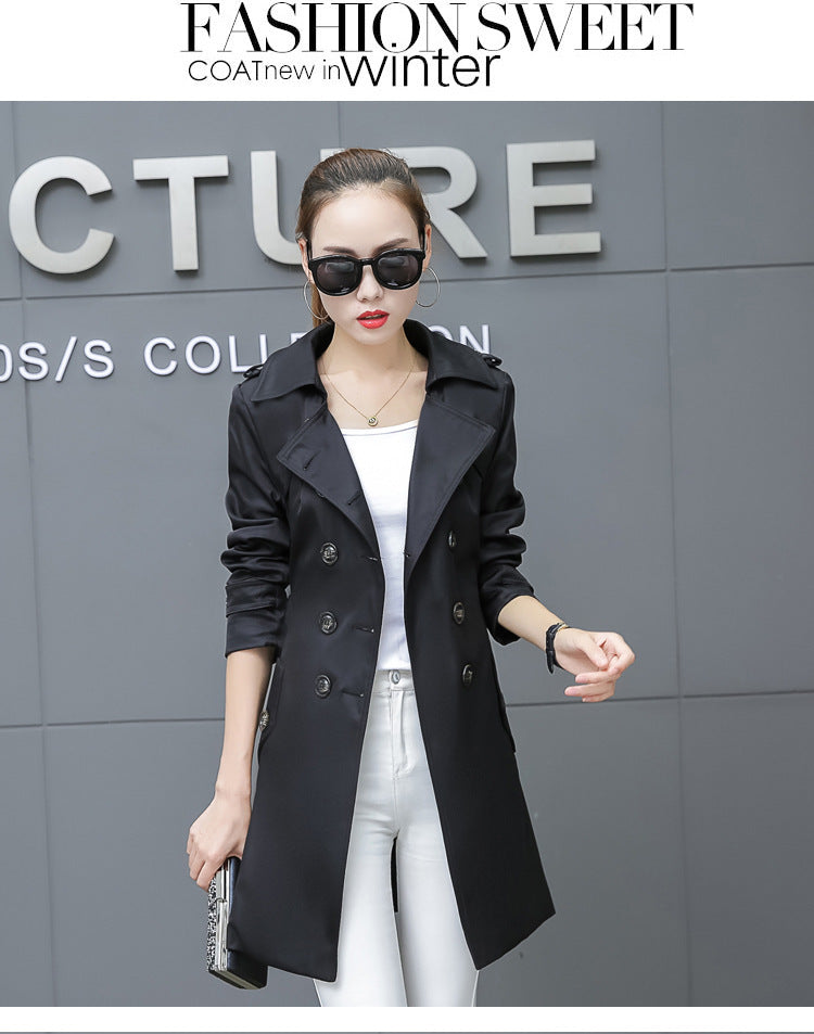 Woman  Digi Store  Slim Women Trench Coat Plus Size Mid-length