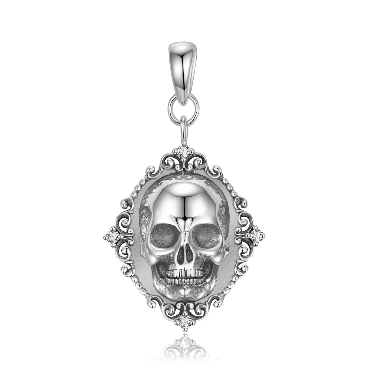 Meta  Digital  Store  Skull Portrait Pendant Necklace S925 Sterling Silver Fine Relief