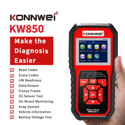 KW850 OBD2 CAN BUS Code Reader motor enjin foutkode detektor skandeerder