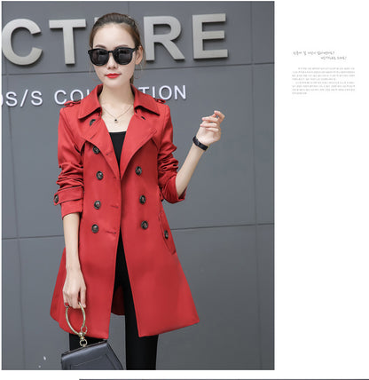 Woman  Digi Store  Slim Women Trench Coat Plus Size Mid-length