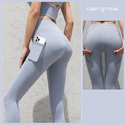 Meta Gym Sport Naatlose Leggings Met Sakke Opstoot Hoë middellyfbroek Vroue Fiksheid Hardloop Joga Broek Gym Sport Naatlose Leggings