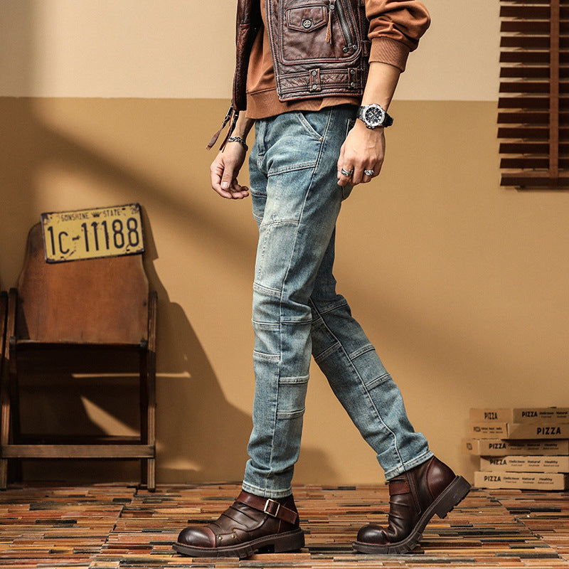 Meta Digital Store Jeans Casual Straight-leg Slim Fit High Quality Stretch Blue Denim Trousers