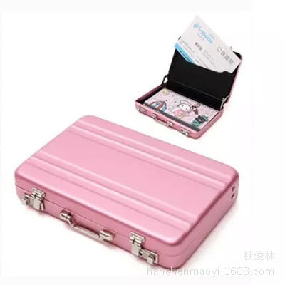 Creative password safe shape aluminum business card holder mini suitcase business card holder white collar office company gifts