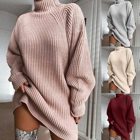 Meta Woman Fashion Soliede Turtleneck Lang Trui Winter Warm Vroue Trui rok