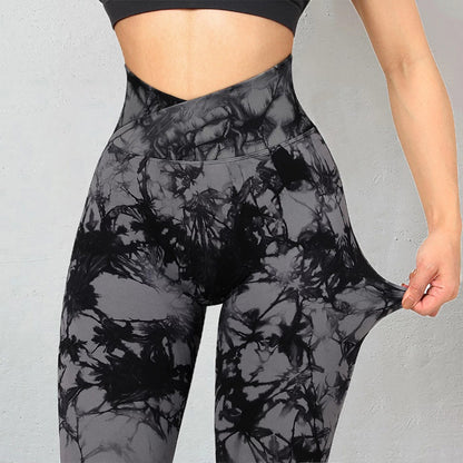 Meta  Digital Store  Seamless Tie Dye Leggings Women Yoga Pants Push Up Sport Fitness Running Gym Leggings