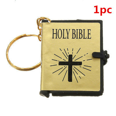 Cross mini bible book pendant keyring