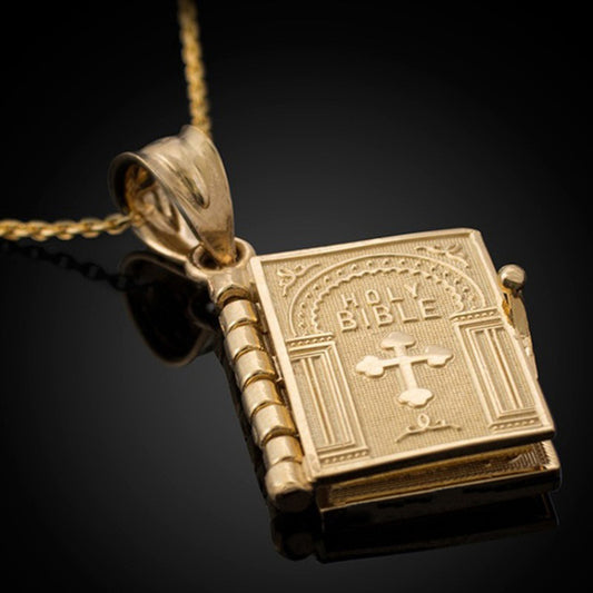 Meta Digital Store Bible Religion Necklace Openable Holy Bible Book Pendant Necklaces Christian Judaism Catholicism Orthodox Jewelry