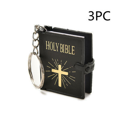 Cross mini bible book pendant keyring