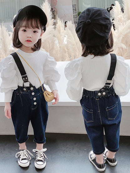 Meta Digital Store Girls Clothes Autumn Shirt Fashion Denim Kids Two-piece Suit