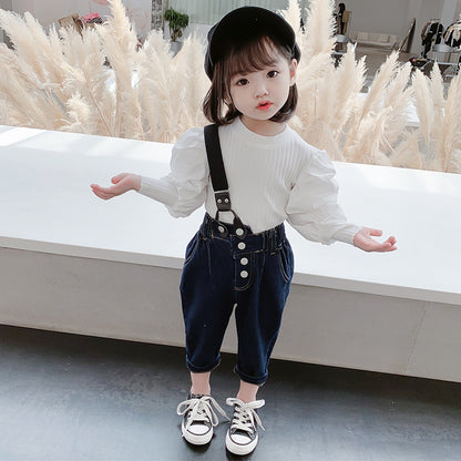 Meta Digital Store Girls Clothes Autumn Shirt Fashion Denim Kids Two-piece Suit