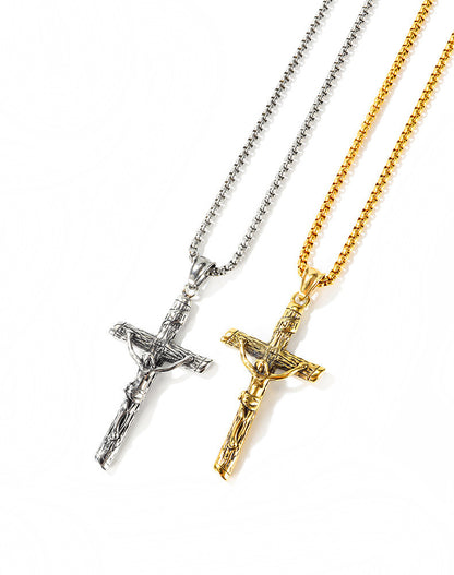 Meta Digital Store Bible  Christian Jesus Cross Pendant Religion Classic Mens Titanium Steel Necklace Factory Direct