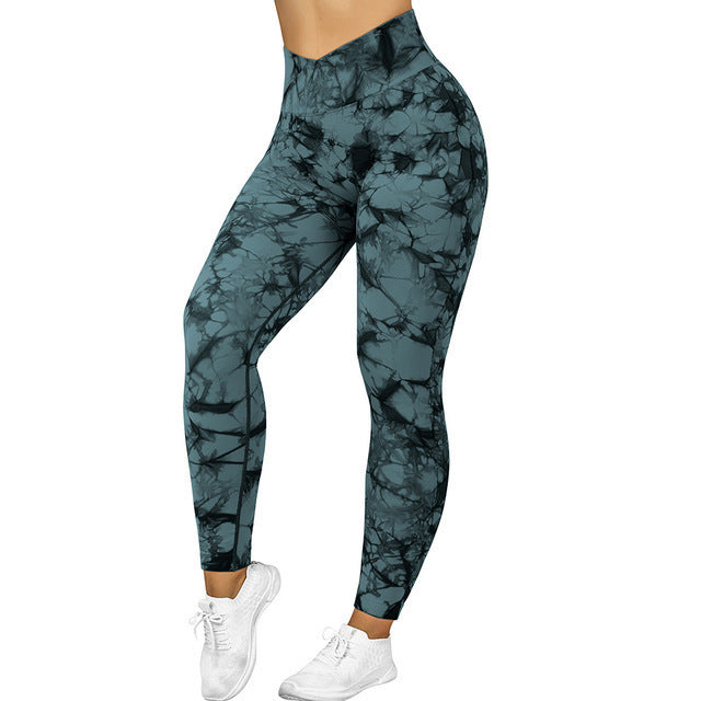 Meta  Digital Store  Seamless Tie Dye Leggings Women Yoga Pants Push Up Sport Fitness Running Gym Leggings