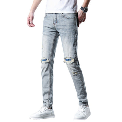 Meta Digital Store Jeans New Patch Ripped Jeans Men's Stretch