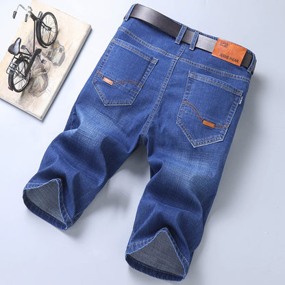 Meta Digital Store Jeans  Jeans Shorts Men Elastic Straight Denim Mid Waist Loose Shorts