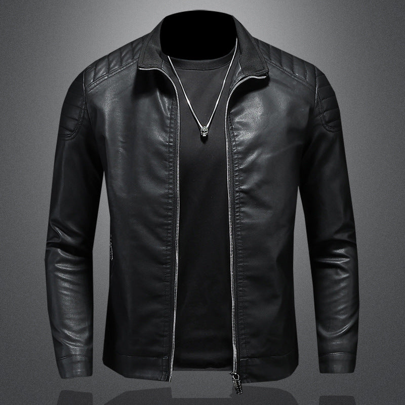 Meta Digital Store Men's Leather Motorcycle Jacket Thin Coat