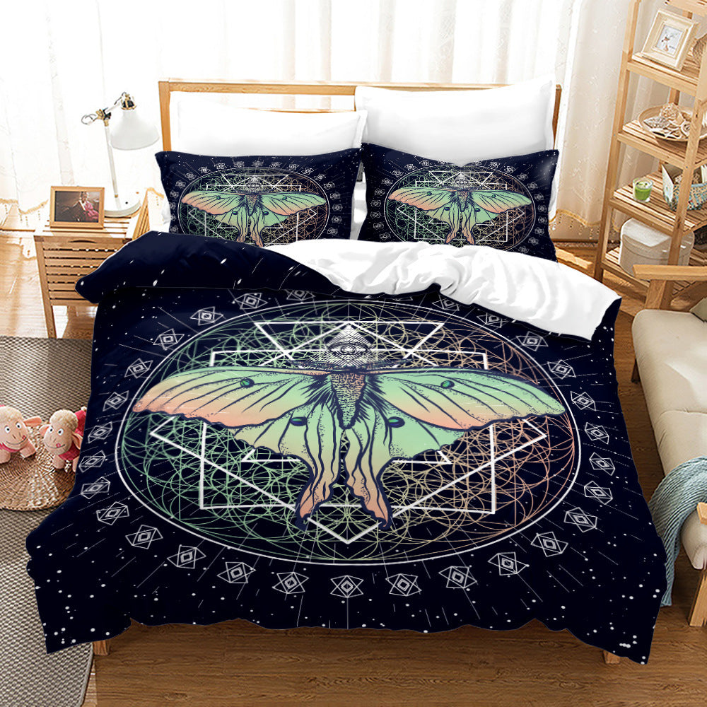 Household Acherontia Lachesis Printed Bed Sheet Bedding Set