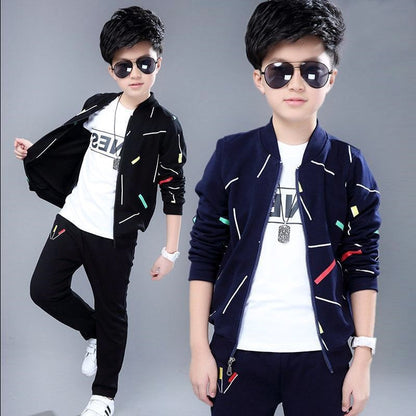 Meta Store Boys Clothing Two-piece Western Style Korean Handsome Boy Clothes