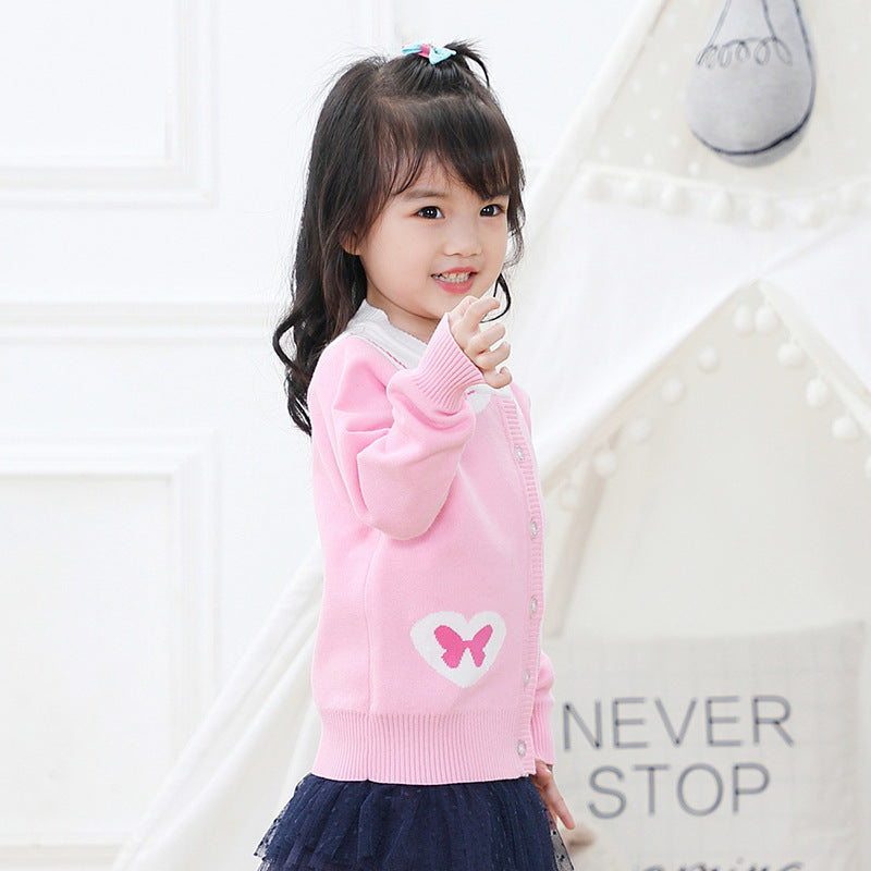 Meta Digital Store Girls Clothes Navy Collar Kids Sweater Jacket