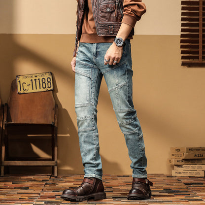 Meta Digital Store Jeans Casual Straight-leg Slim Fit High Quality Stretch Blue Denim Trousers