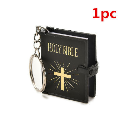 Cross mini bible book pendant keyring