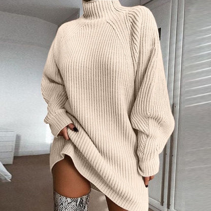 Meta Woman Fashion Soliede Turtleneck Lang Trui Winter Warm Vroue Trui rok