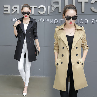 Woman  Digi Store  Slim Women Trench Coat Plus Size Mid-length