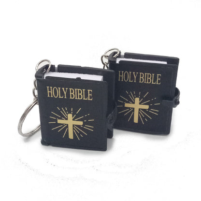 Cross mini bible book pendant keyring