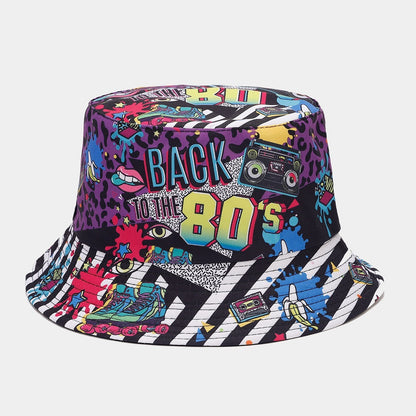 Digital  Store Graffiti  Double-sided Bucket Hat Female Party Hip Hop Bucket Hat