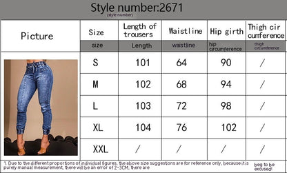 Meta Digital Store Women Jeans Fashion Women's Elastic Waist Lace Up Slim Fit Jeans