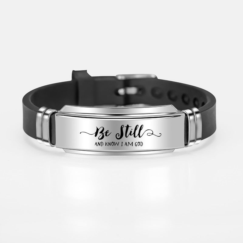 Engraved Scripture Bible Psalms Stainless Steel Bracelet