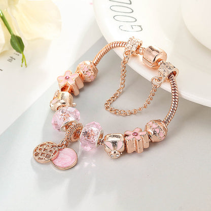 Meta  Woman Fashion  Love Geometric Rose Gold Bracelet Women's Jewelry