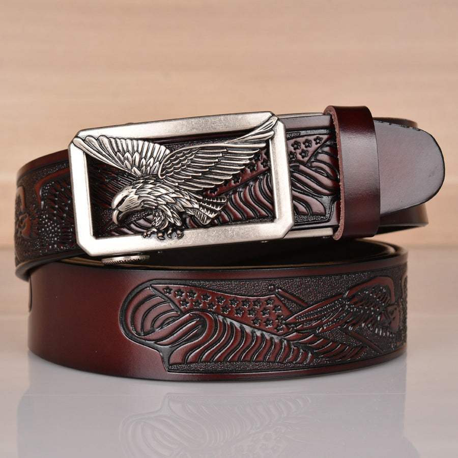 Meta  Digital Store  Leather Men's  Belt Eagle Embossed