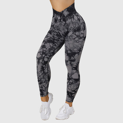 Meta  Digital Store  Seamless Tie Dye Leggings Women Yoga Pants Push Up Sport Fitness Running Gym Leggings