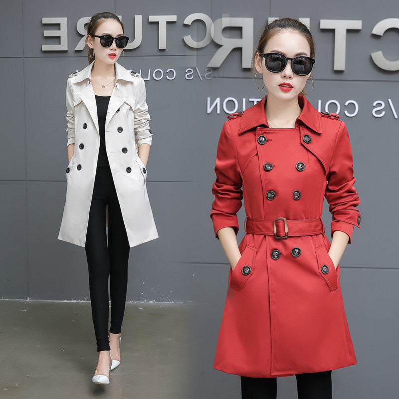 Woman  Digi Store  Slim Women Trench Coat Plus Size Mid-length