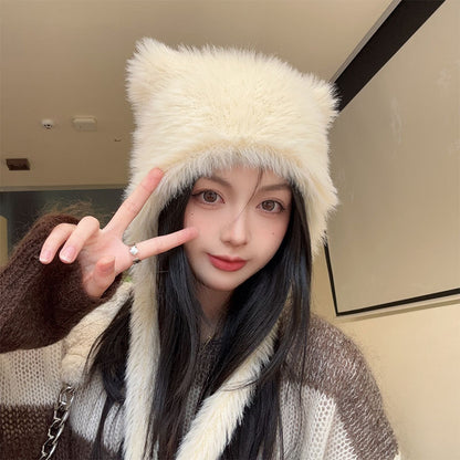 Meta  Digital Store  Autumn And Winter Online Influencer Cute Plush Bear Hat Thickened Warm