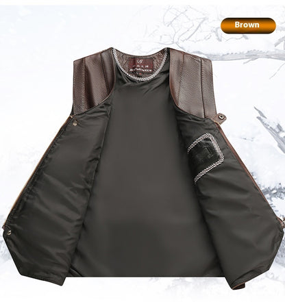 Meta Digital Store Genuine Leather Vest Man First Layer Cowhide Motorcycle Clothing