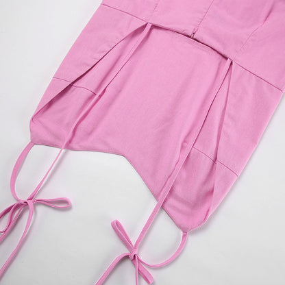 Woman  Fashion Store  Women's Cotton And Linen Pink Short Nightdress With Suspenders Soft Home Wear Fashionable Outerwear