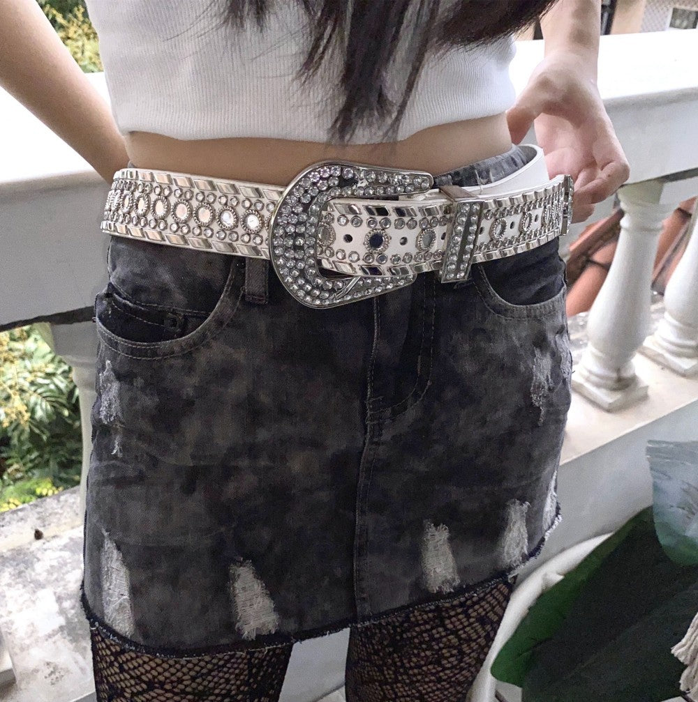 metadigitalstore.com Punk Styl Slim Jeans Met Metaal Versiering