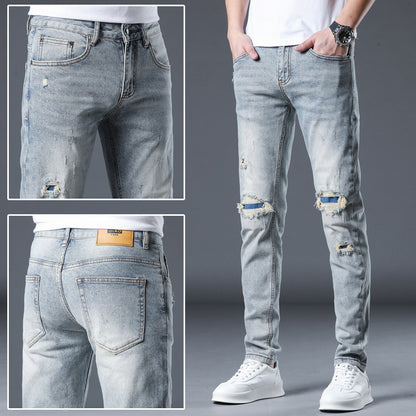 Meta Digital Store Jeans New Patch Ripped Jeans Men's Stretch