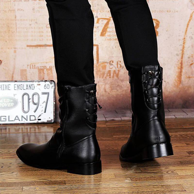 Meta  Shoes British  Fashion Leather Pointed Men's Boots