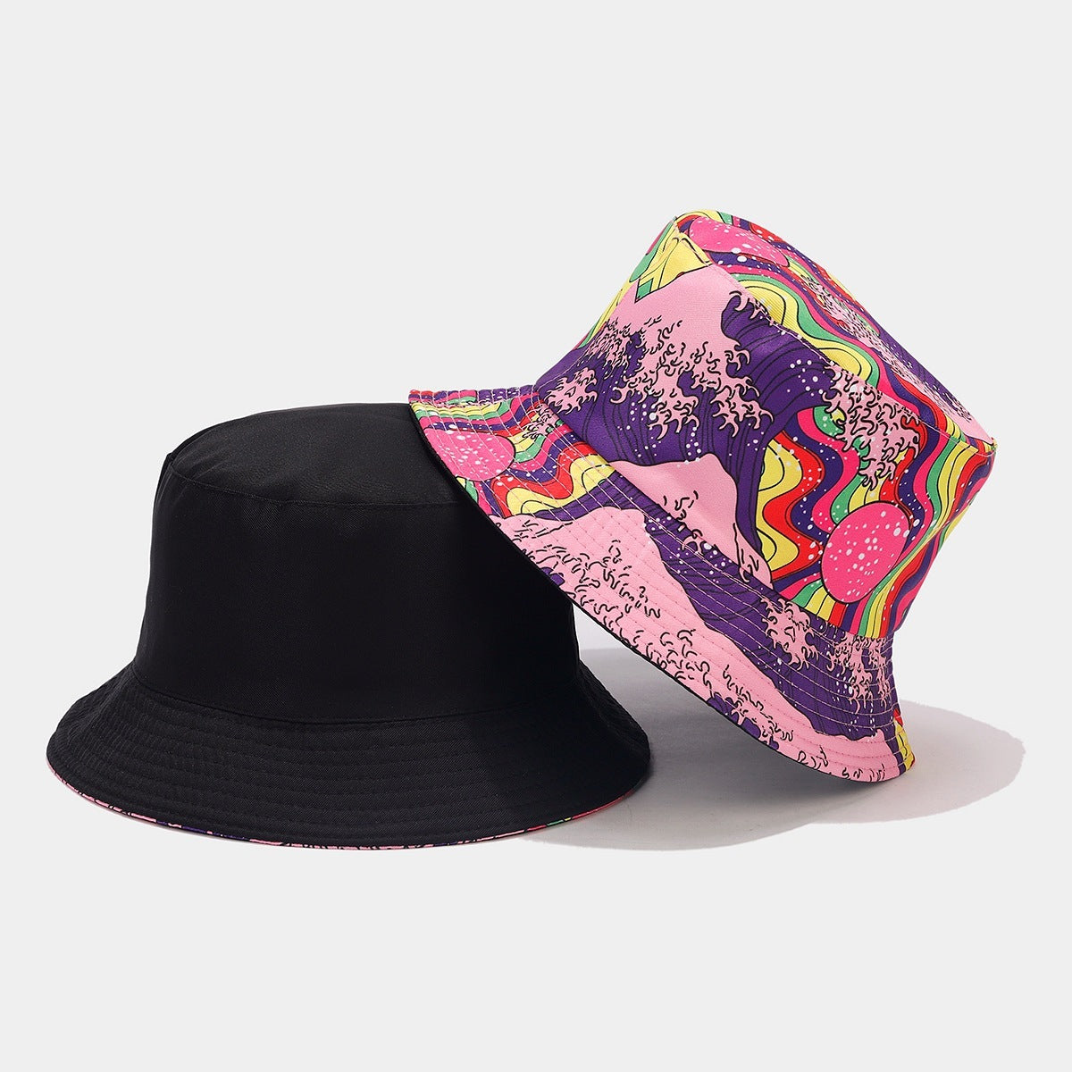 Digital  Store Graffiti  Double-sided Bucket Hat Female Party Hip Hop Bucket Hat