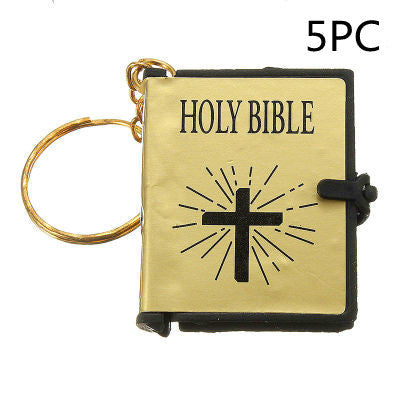 Cross mini bible book pendant keyring