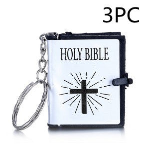 Cross mini bible book pendant keyring