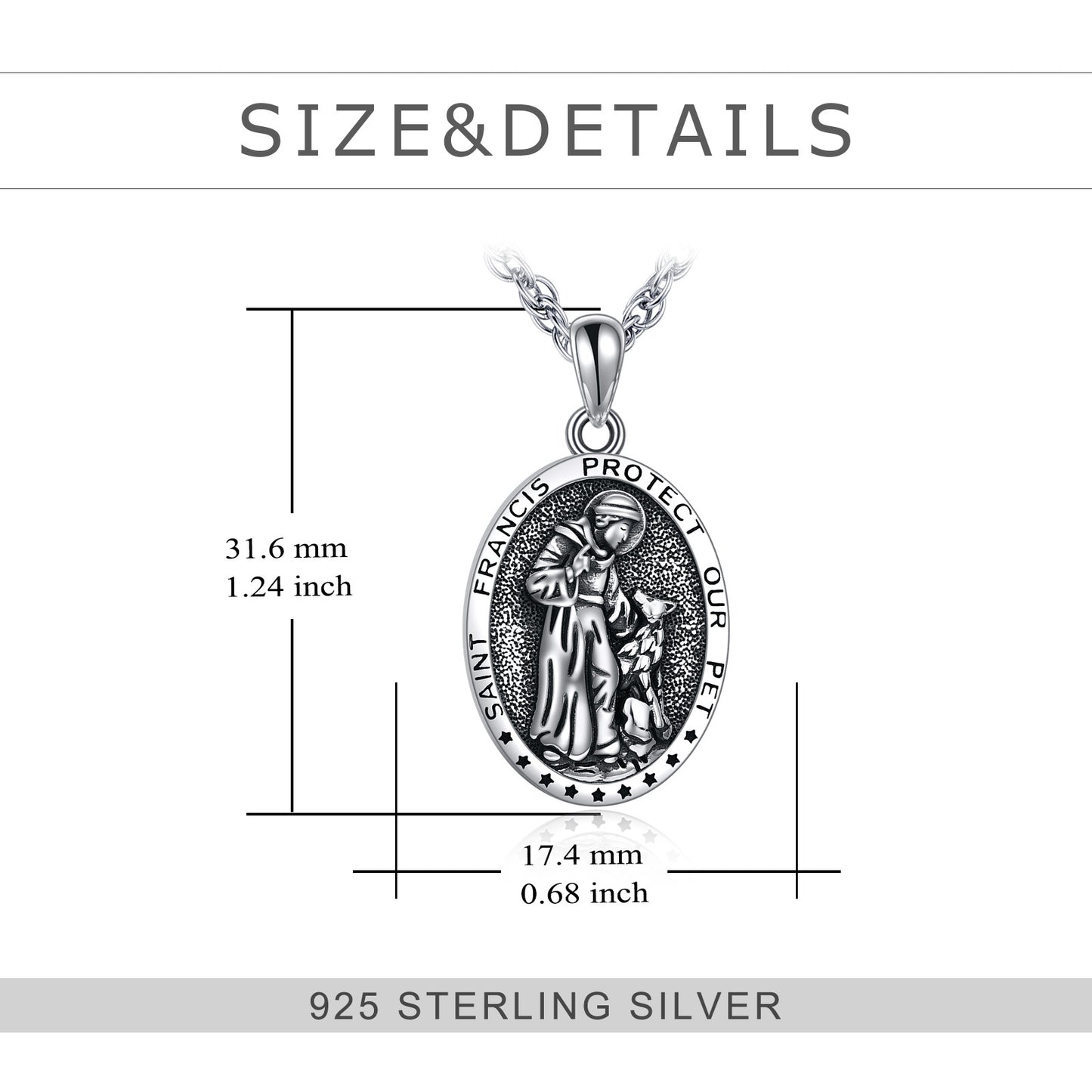 Meta Digital Store Sterling Silwer St Francis Religious Medal Hanger Ketting Juweliersware