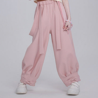 Pure Cotton Sweet Drawstring Women's Small Blush Rabbit Suspender Pants